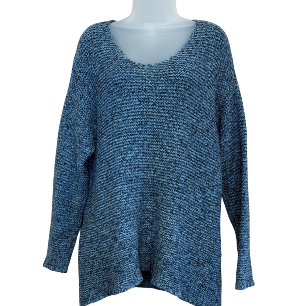 Pure Jill J. Jill Blue Marled Knit Scoop Neck Sweater Size M Long Sleeve